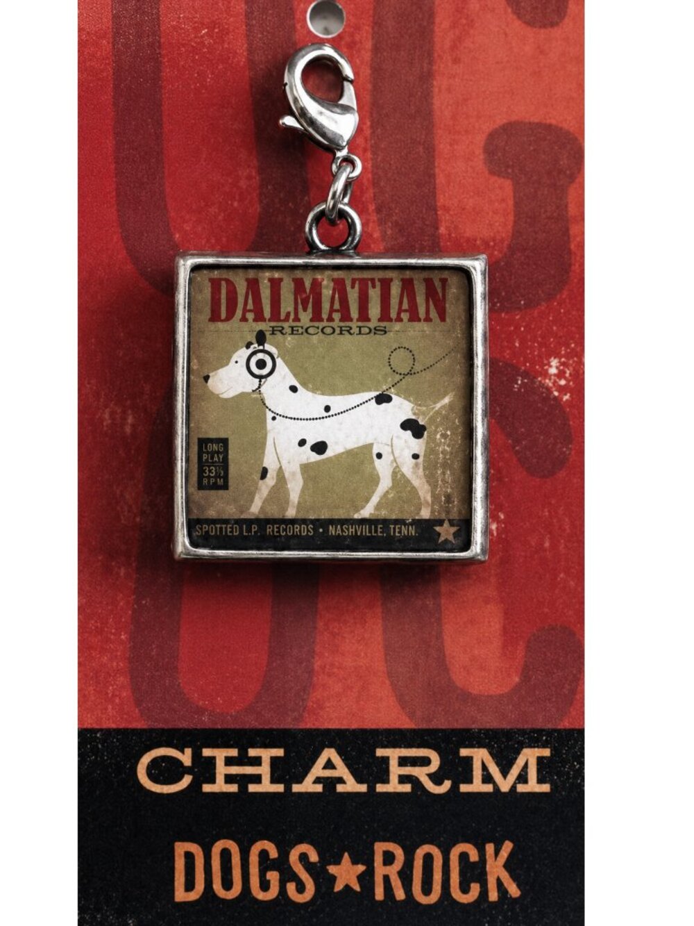 "Dalmatian Records" Charm for Purse, Zipper Pull, Bracelet, Pet Collar, Etc.